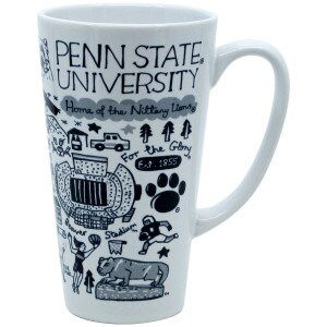 tall mug Julia Gash illustrated Penn State University scenes and phrases view 1